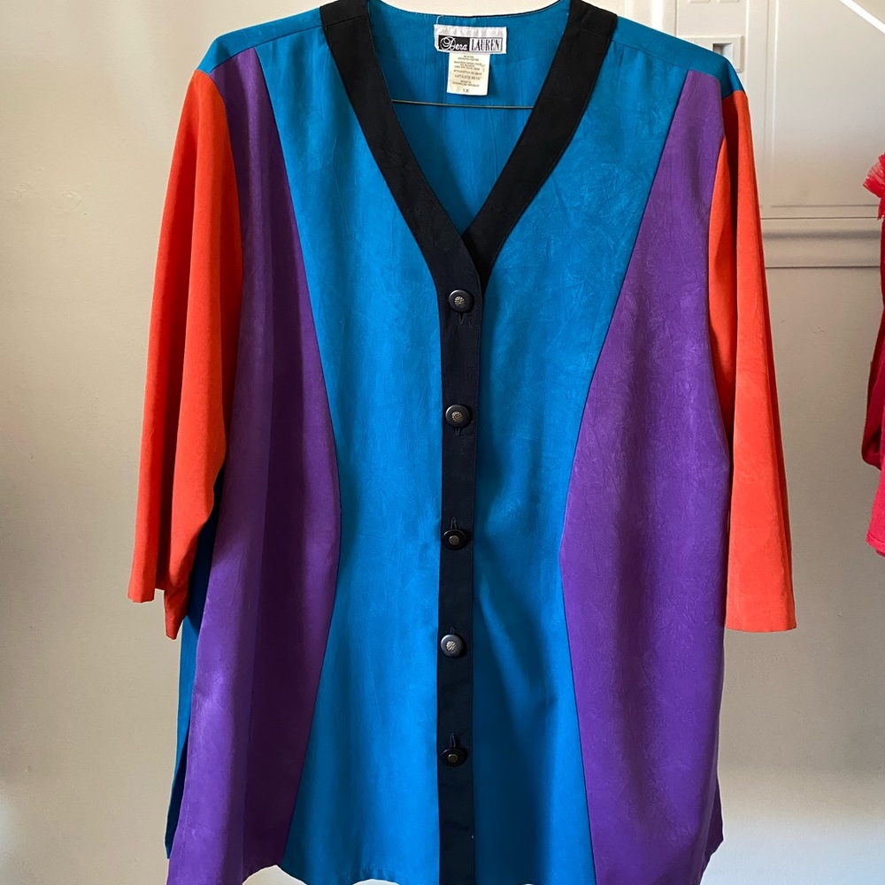 Vintage 80s/90s color-blocked blouse